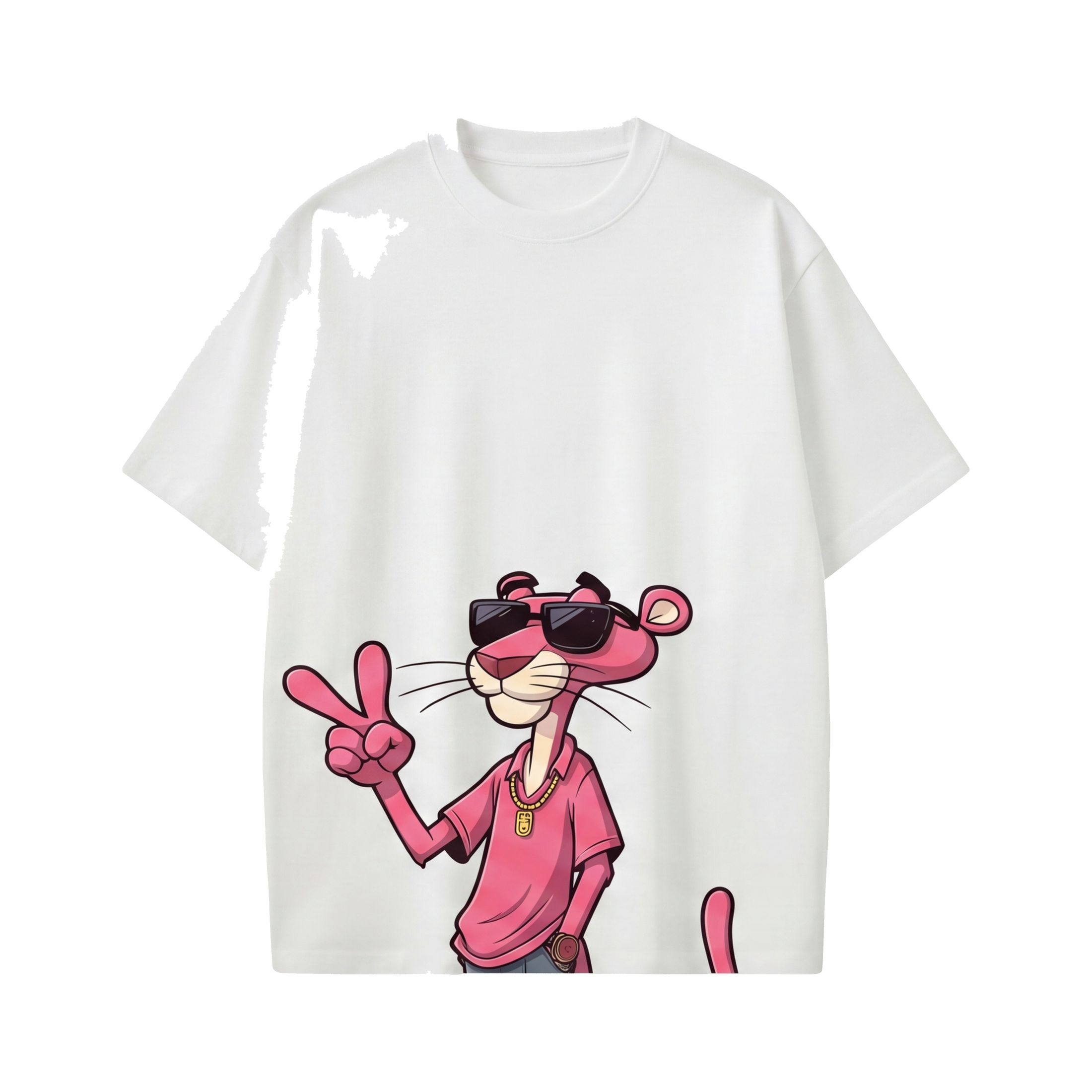 FFS restored original first-two | original_media:gid://shopify/MediaImage/30694981369959 | position:1 | Forfksake Pink Panther White T-Shirt