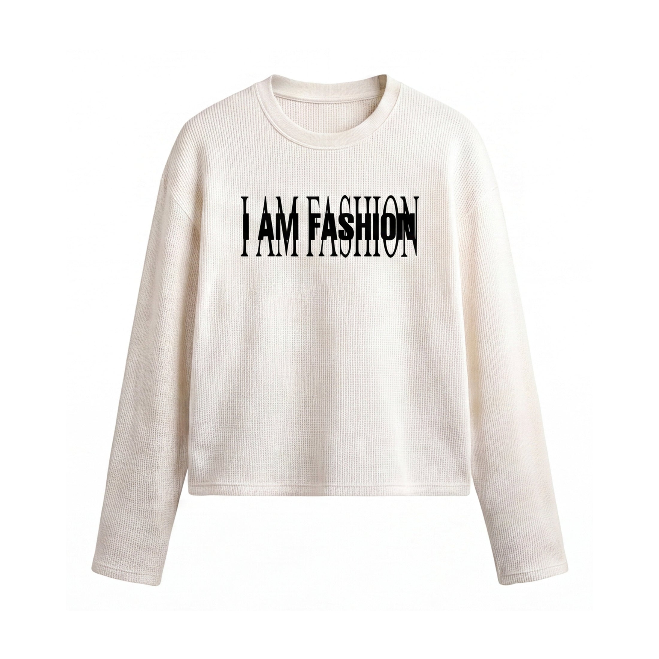 FFS restored original first-two | original_media:gid://shopify/MediaImage/30692989567079 | position:1 | Forfksake I Am Fashion Waffle Long Sleeve Off White
