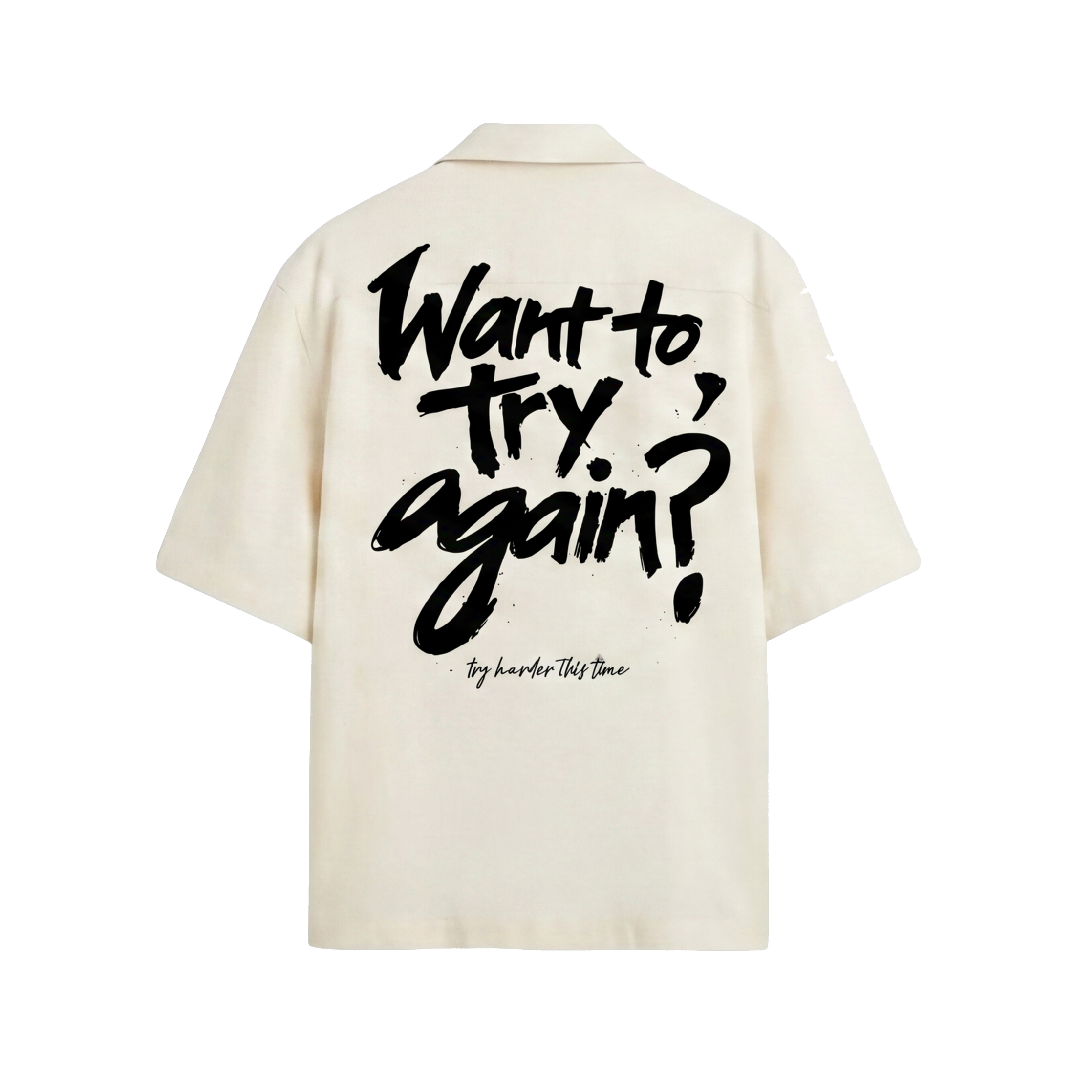 FFS restored original first-two | original_media:gid://shopify/MediaImage/30695008927847 | position:1 | Forfksake Try Harder Off White Bowling Shirt