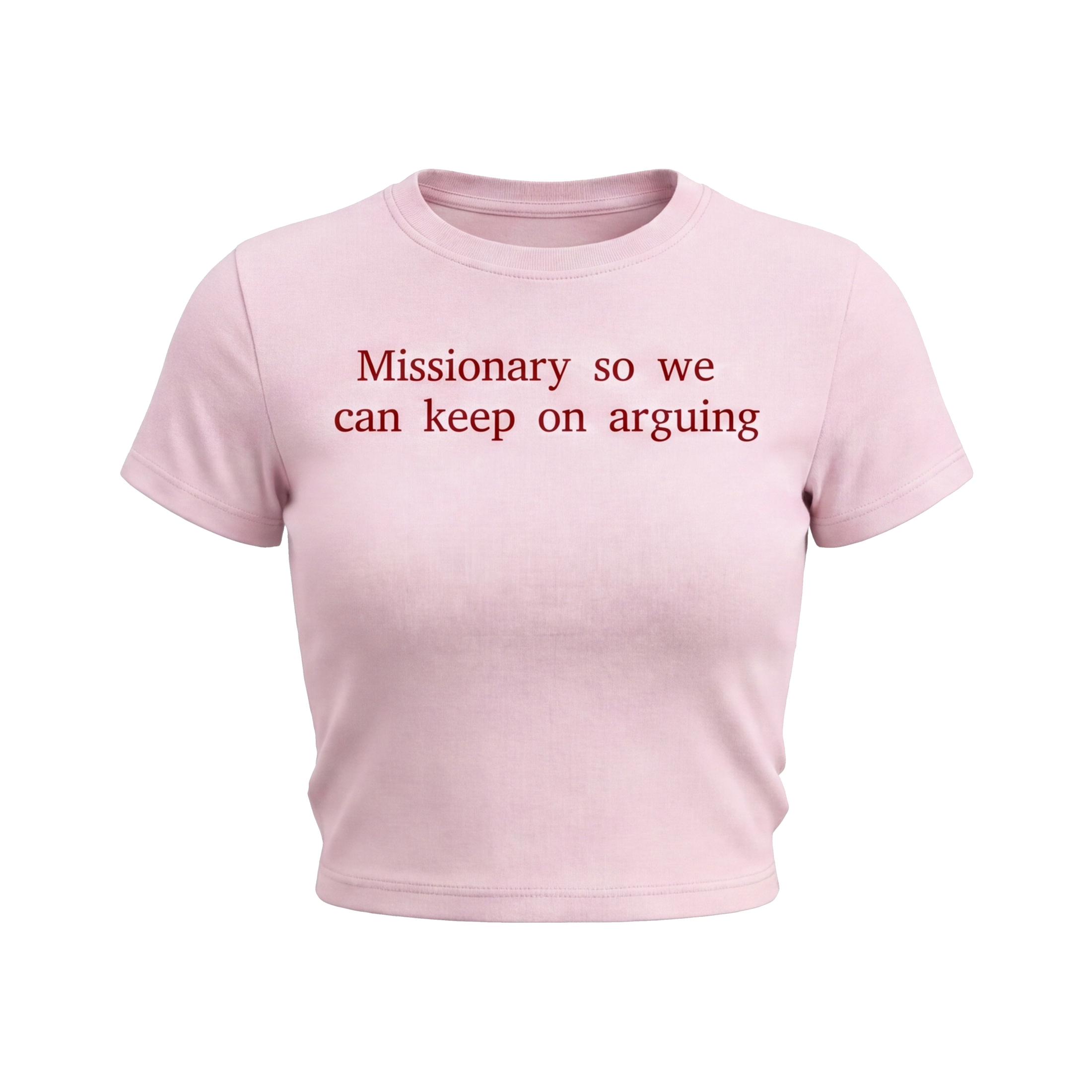 FFS restored original first-two | original_media:gid://shopify/MediaImage/30695118307431 | position:1 | Forfksake Missionary Pink Baby Tee
