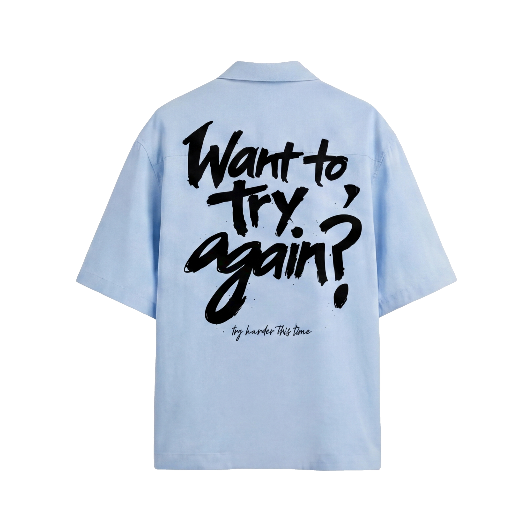 FFS restored original first-two | original_media:gid://shopify/MediaImage/30695008895079 | position:1 | Forfksake Try Harder Light Blue Bowling Shirt