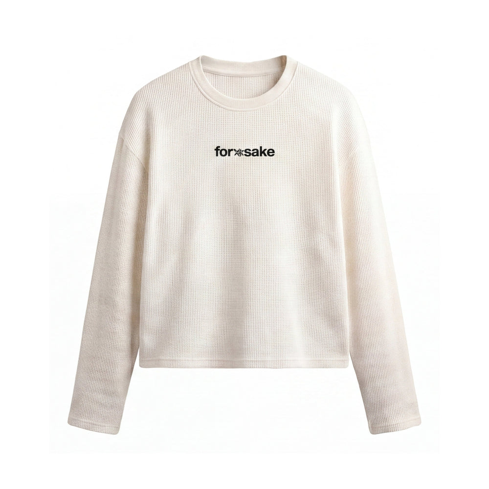 FFS restored original first-two | original_media:gid://shopify/MediaImage/30692989632615 | position:2 | Forfksake Don't Stop Working Waffle Long Sleeve Off White