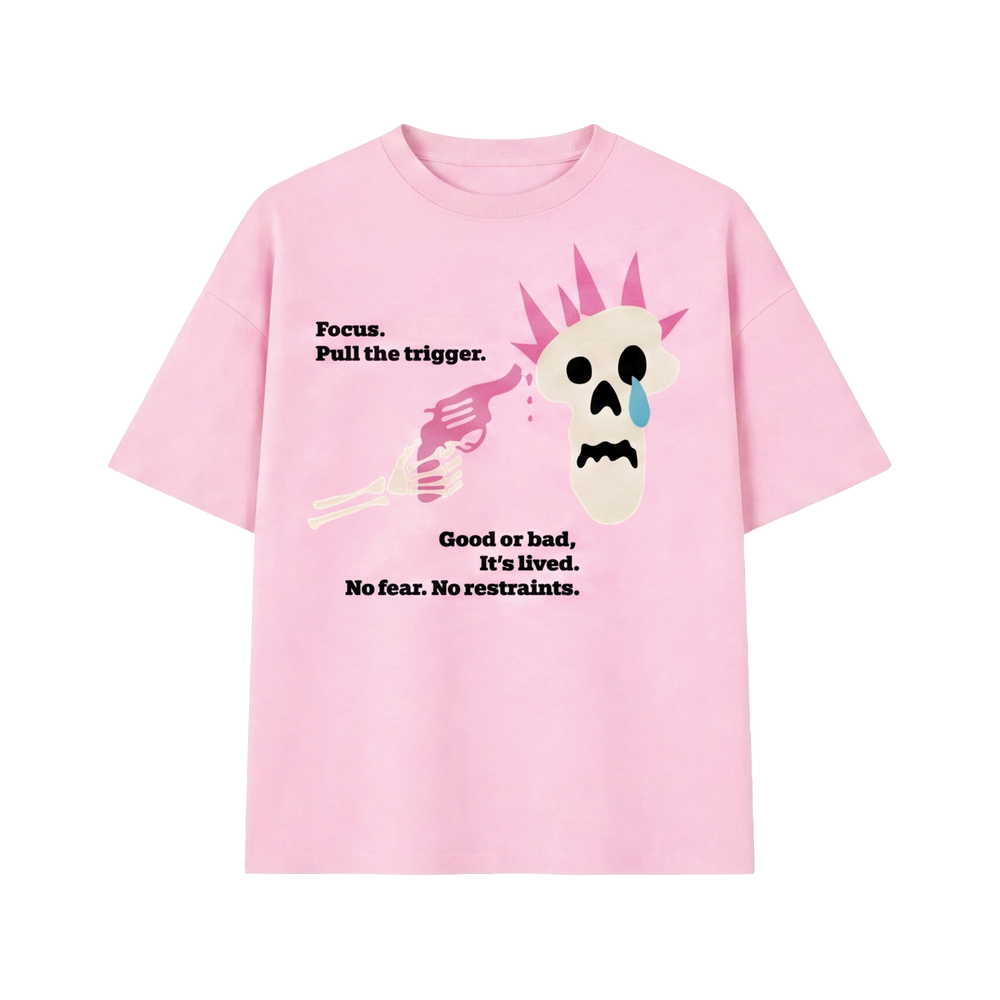FFS restored original first-two | original_media:gid://shopify/MediaImage/30695009681511 | position:1 | Forfksake Trigger Pull Tee - Pink