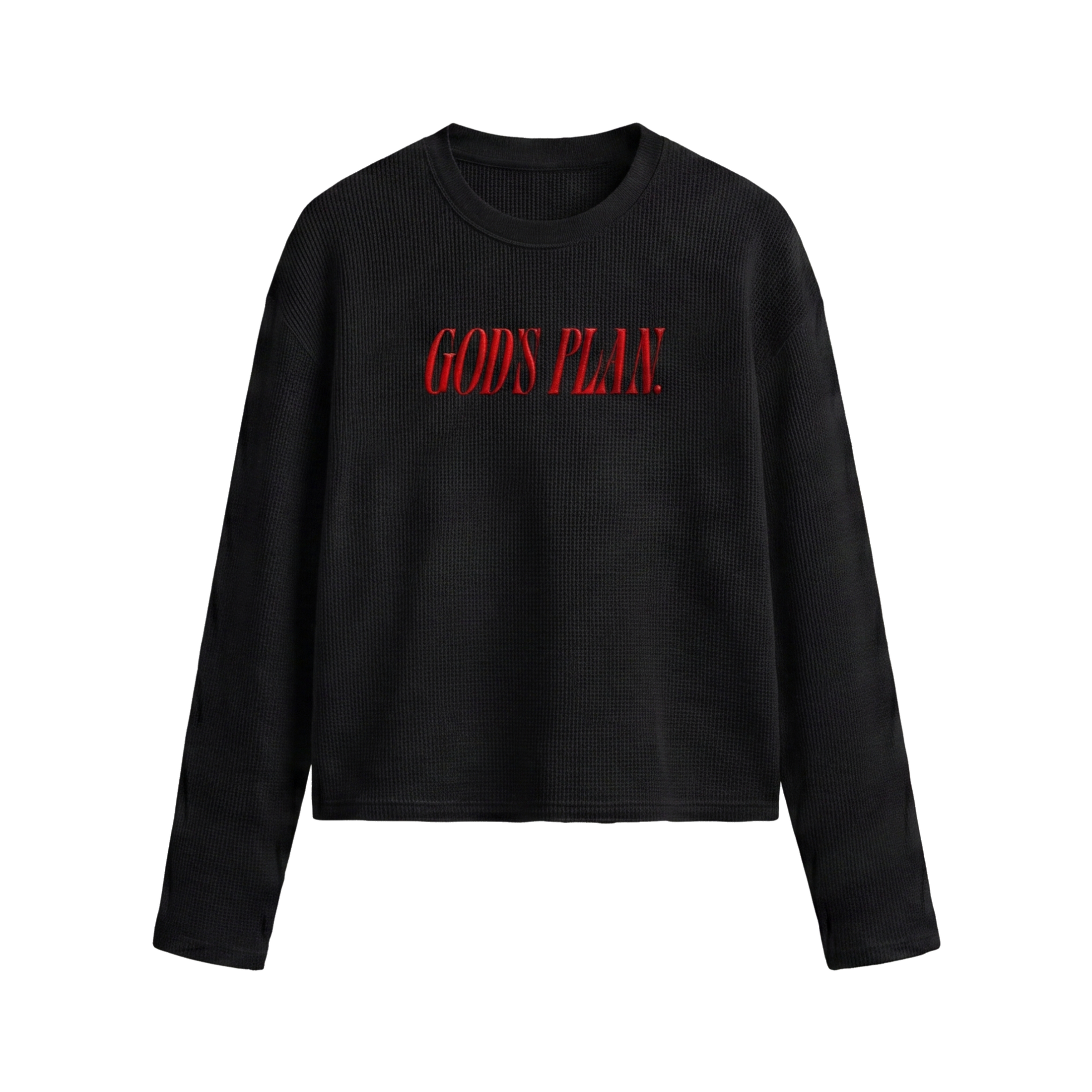 FFS restored original first-two | original_media:gid://shopify/MediaImage/30695167000679 | position:1 | Forfksake God's Plan Waffle Long Sleeve Black