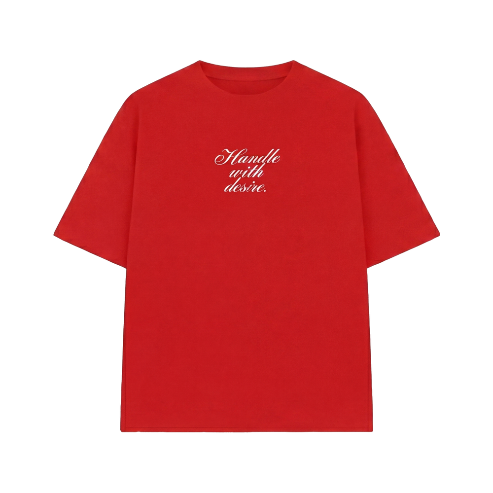FFS restored original first-two | original_media:gid://shopify/MediaImage/30695014006887 | position:1 | Forfksake Handle With Desire Red T-Shirt