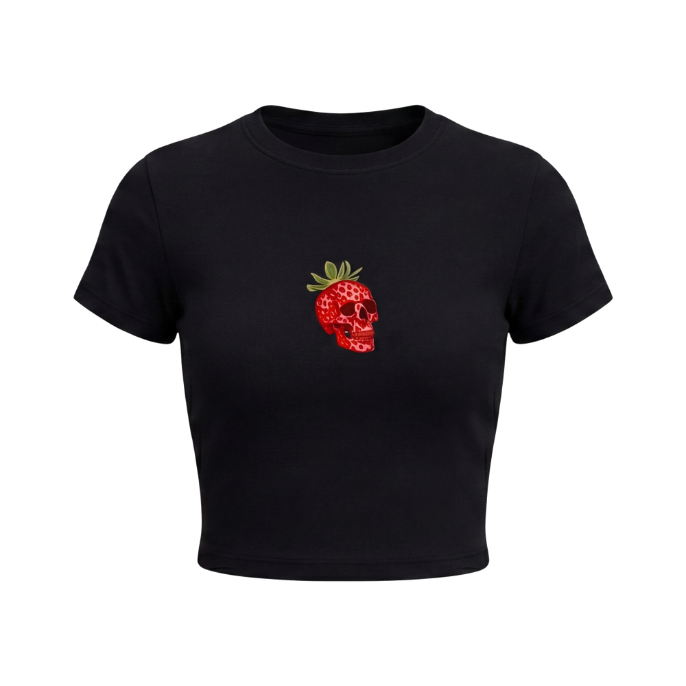 FFS restored original first-two | original_media:gid://shopify/MediaImage/30695162019943 | position:1 | Forfksake Strawberry Skull Baby Tee