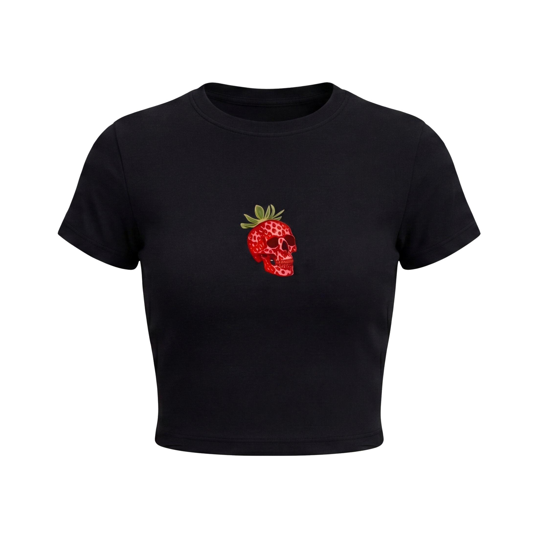 FFS restored original first-two | original_media:gid://shopify/MediaImage/30695162019943 | position:1 | Forfksake Strawberry Skull Baby Tee