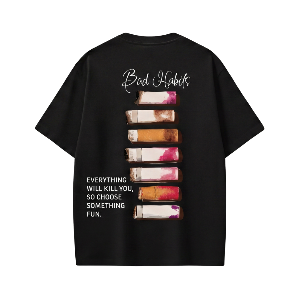 FFS restored original first-two | original_media:gid://shopify/MediaImage/30695033503847 | position:2 | Forfksake Bad Habits Black T-Shirt