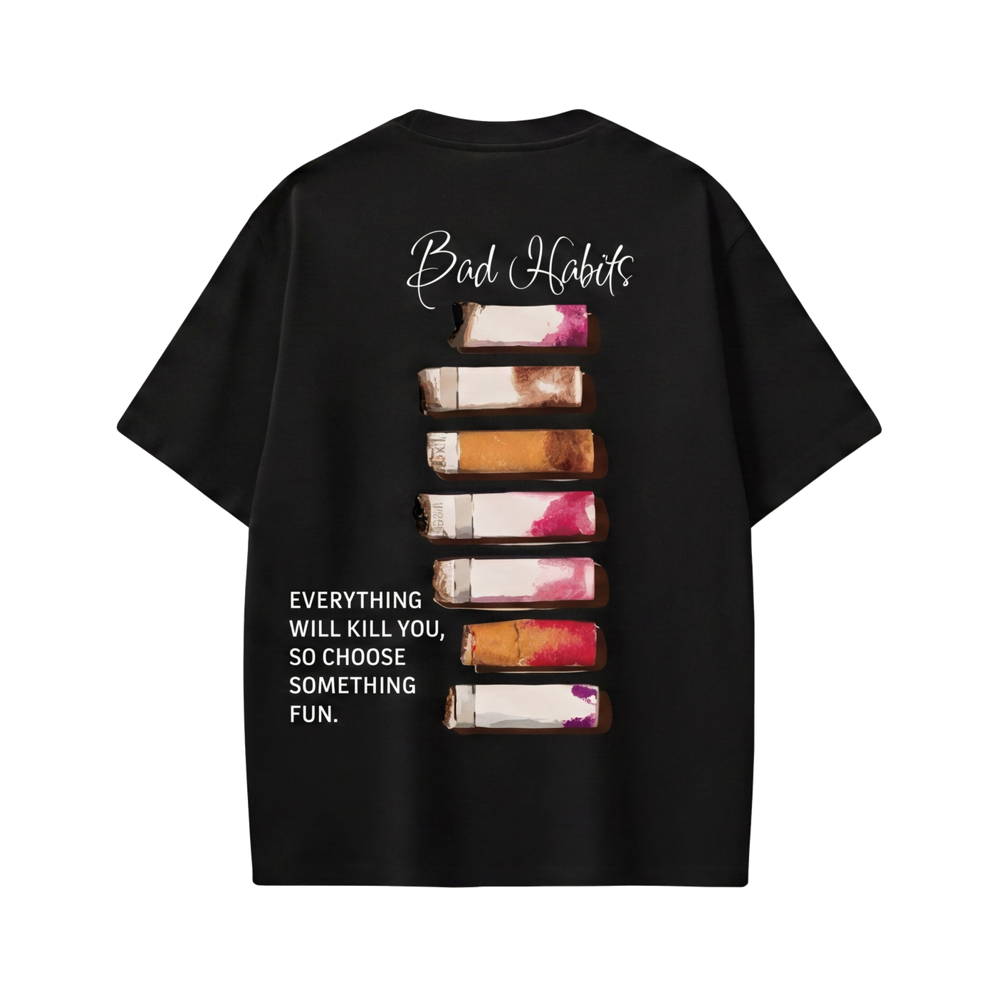 FFS restored original first-two | original_media:gid://shopify/MediaImage/30695033503847 | position:2 | Forfksake Bad Habits Black T-Shirt