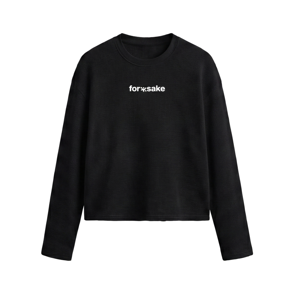 FFS restored original first-two | original_media:gid://shopify/MediaImage/30695166640231 | position:2 | Forfksake Warning Label Waffle Long Sleeve Black