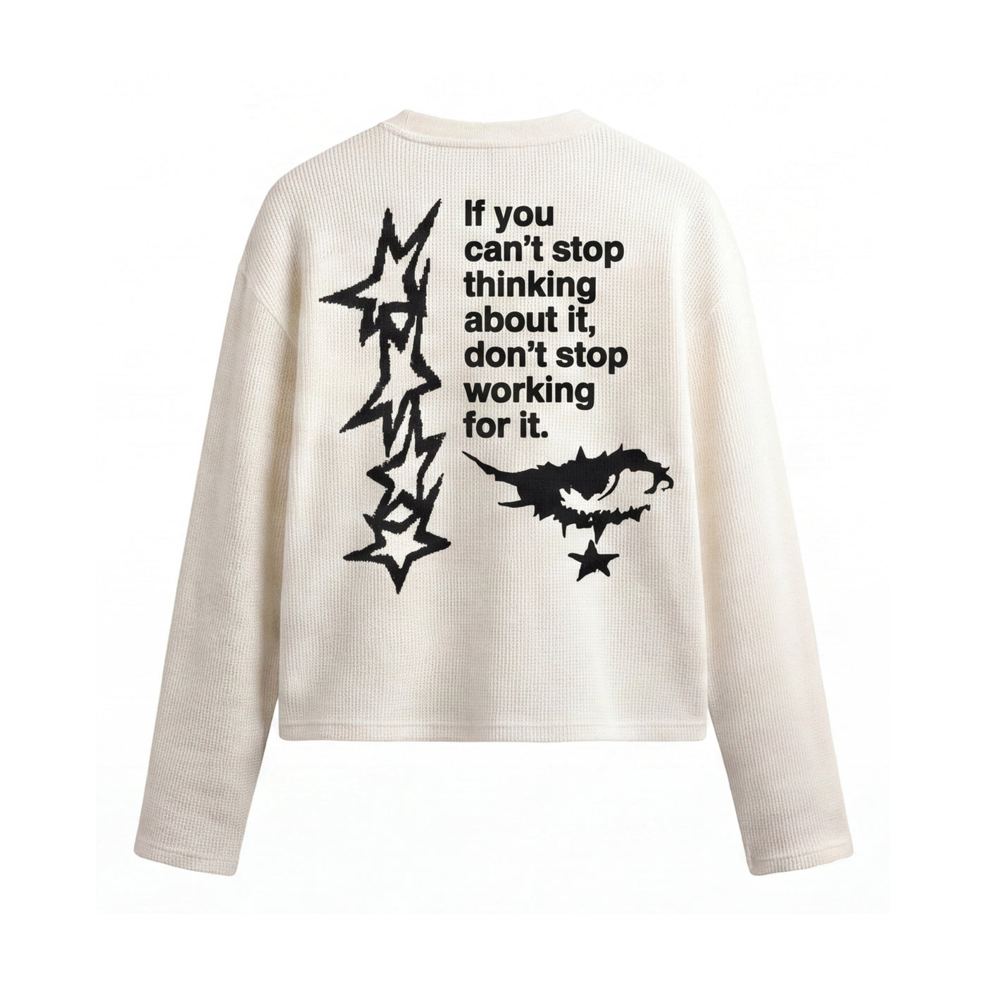 FFS restored original first-two | original_media:gid://shopify/MediaImage/30692989436007 | position:1 | Forfksake Don't Stop Working Waffle Long Sleeve Off White