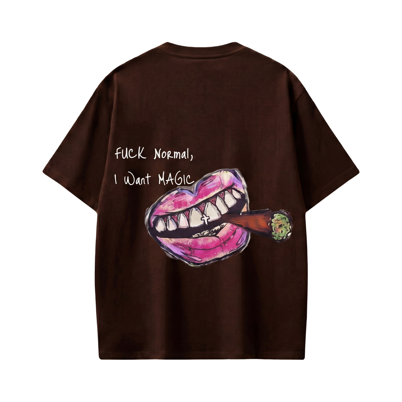 FFS restored original first-two | original_media:gid://shopify/MediaImage/30695038386279 | position:2 | Forfksake Fuck Normal I Want Magic T-Shirt(dark Brown)