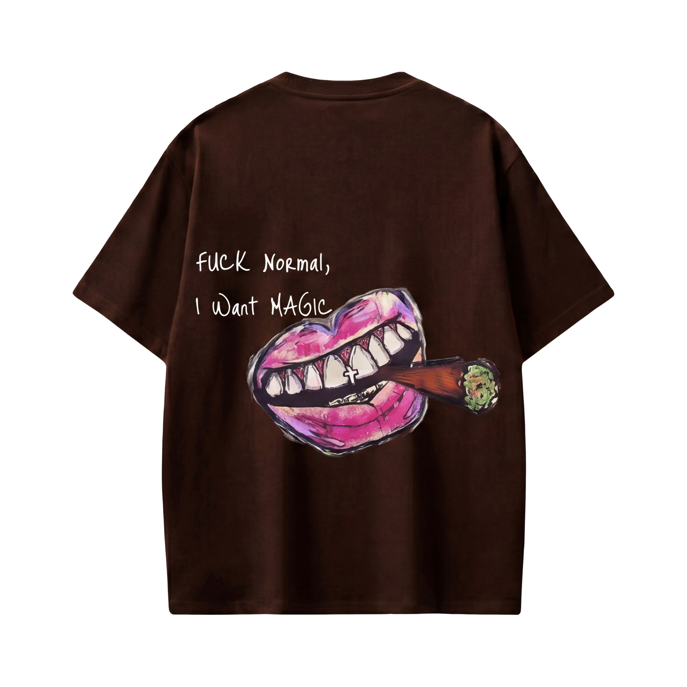 FFS restored original first-two | original_media:gid://shopify/MediaImage/30695038386279 | position:2 | Forfksake Fuck Normal I Want Magic T-Shirt(dark Brown)