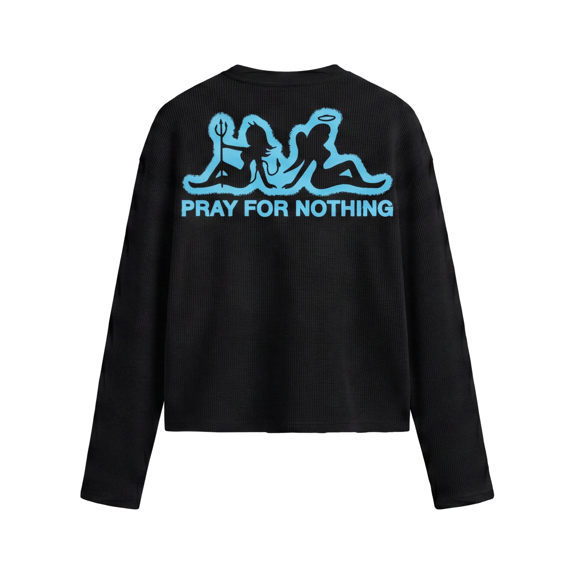FFS restored original first-two | original_media:gid://shopify/MediaImage/30695167656039 | position:2 | Forfksake Pray For Nothing Waffle Long Sleeve Black