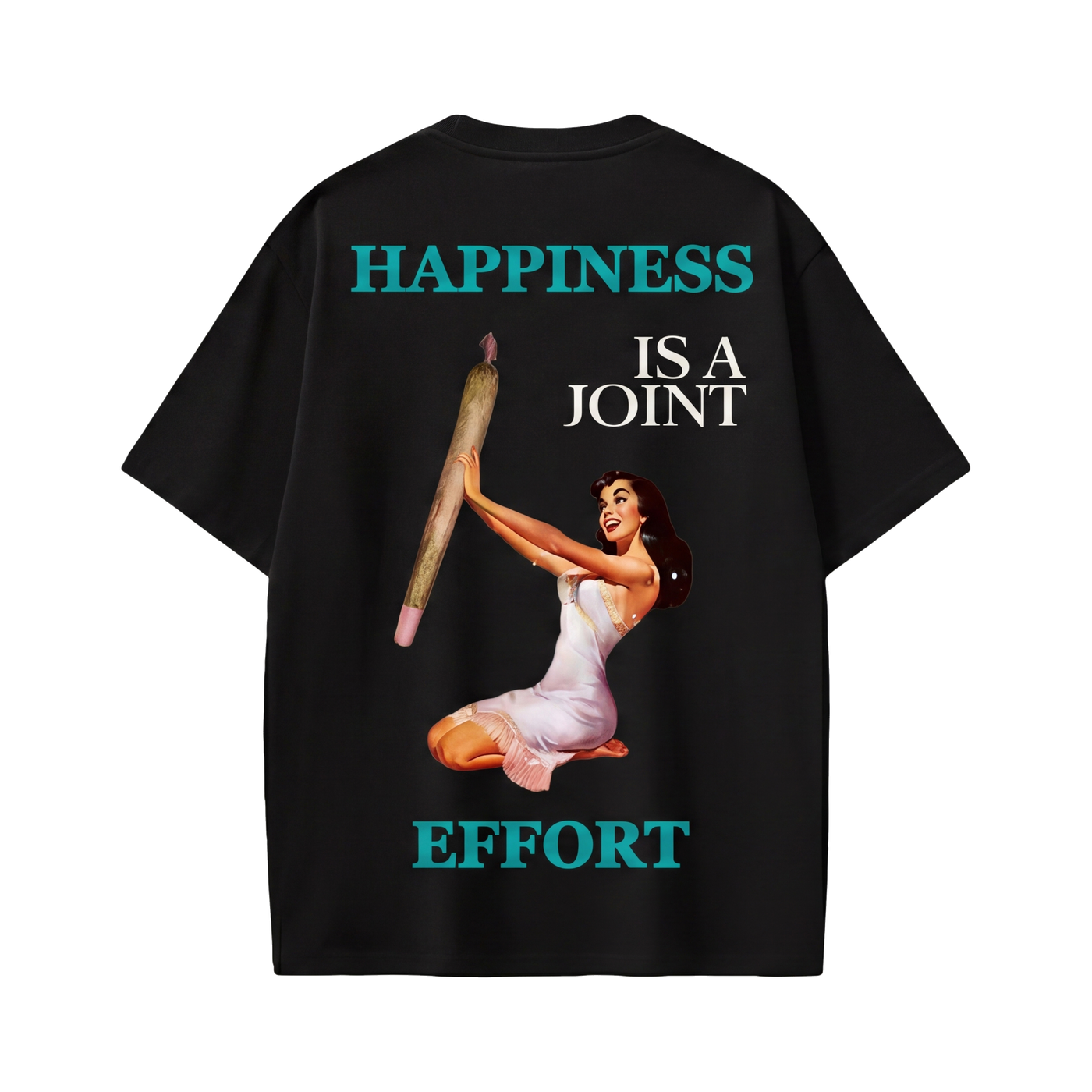 FFS restored original first-two | original_media:gid://shopify/MediaImage/30695040319591 | position:2 | Forfksake Happiness Is A Joint Effort T-Shirt(black)