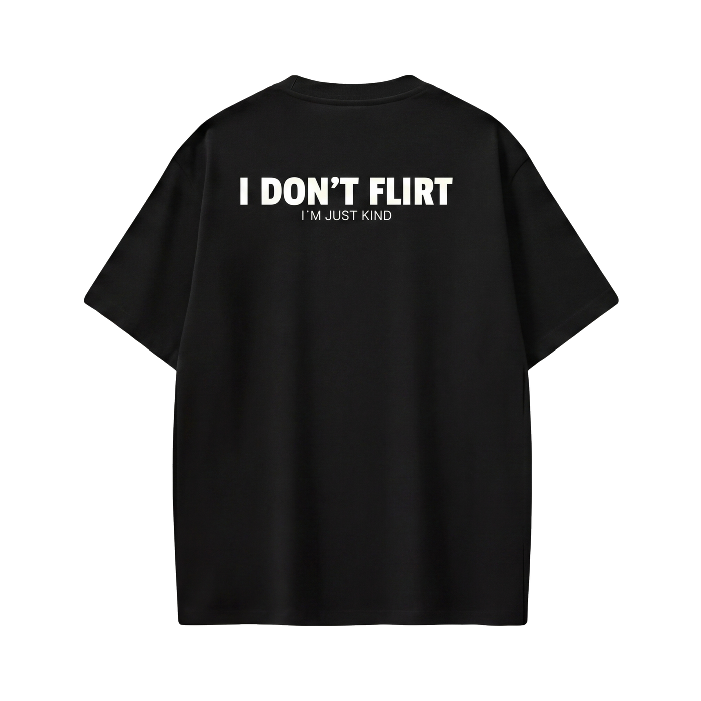 FFS restored original first-two | original_media:gid://shopify/MediaImage/30695022755943 | position:2 | Forfksake I Don't Flirt Black T-Shirt