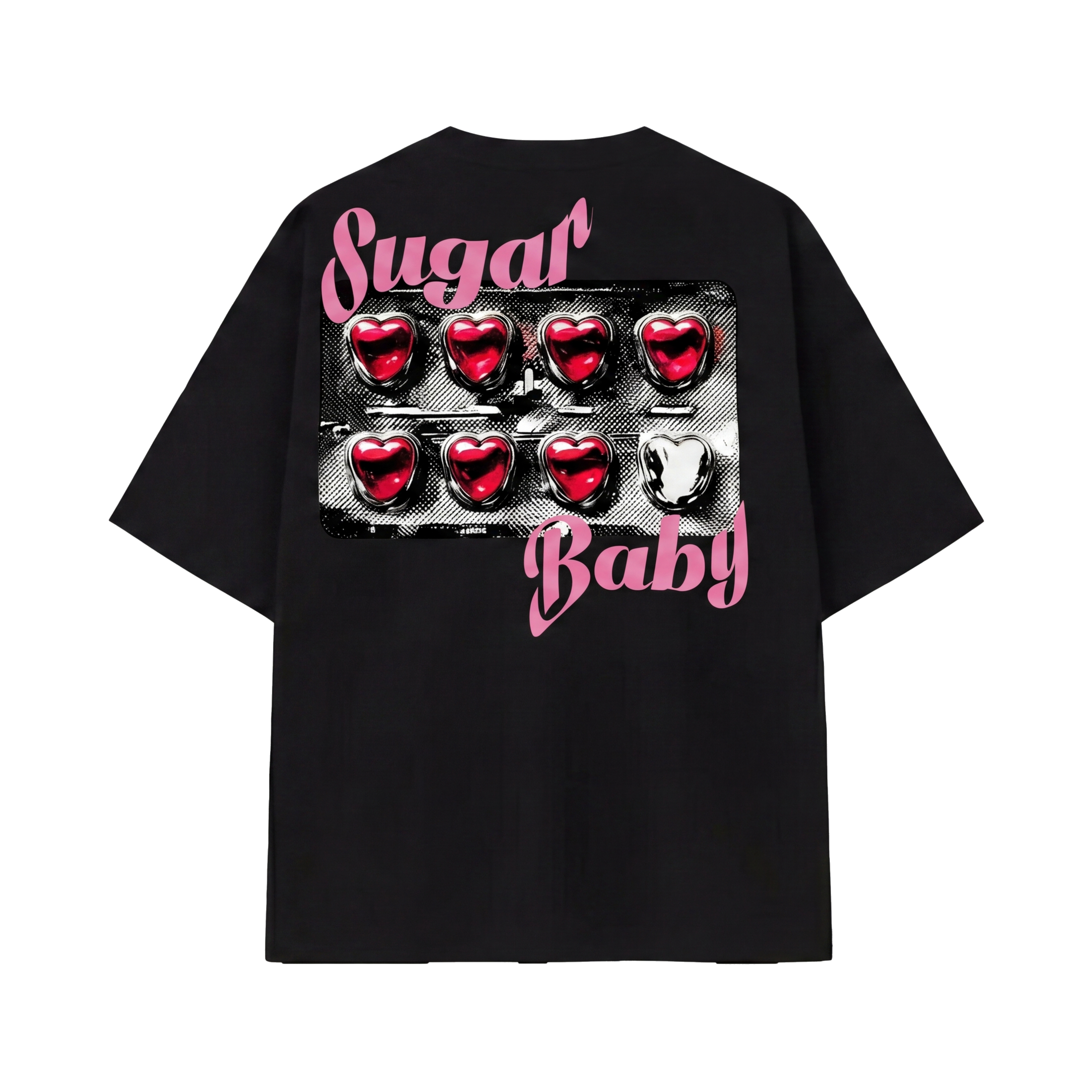 FFS restored original first-two | original_media:gid://shopify/MediaImage/30695011713127 | position:1 | Forfksake Sugar Baby Pills Black T-Shirt