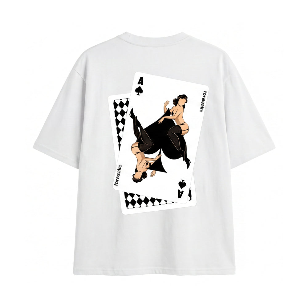 FFS restored original first-two | original_media:gid://shopify/MediaImage/30692782112871 | position:1 | Forfksake Play Your Hand White T-Shirt
