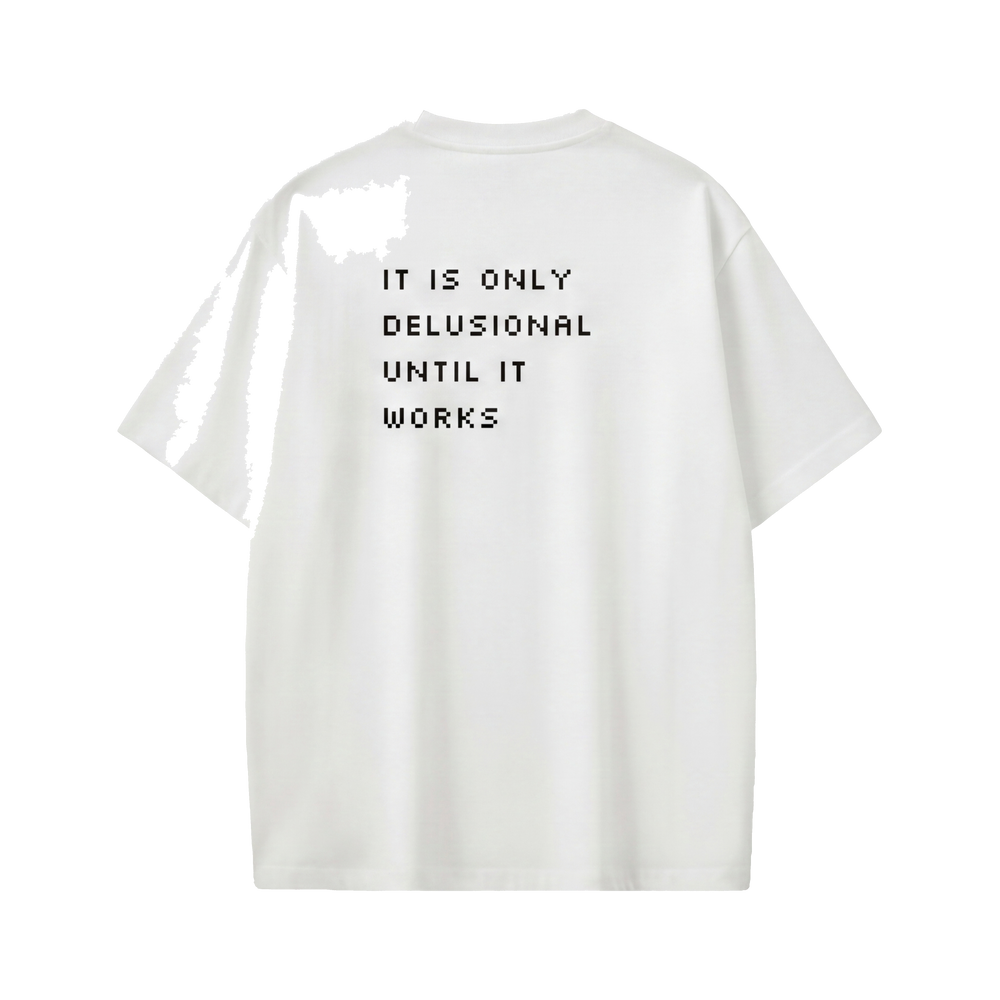 FFS restored original first-two | original_media:gid://shopify/MediaImage/30695019544679 | position:1 | Forfksake Delusional GPT White T-Shirt