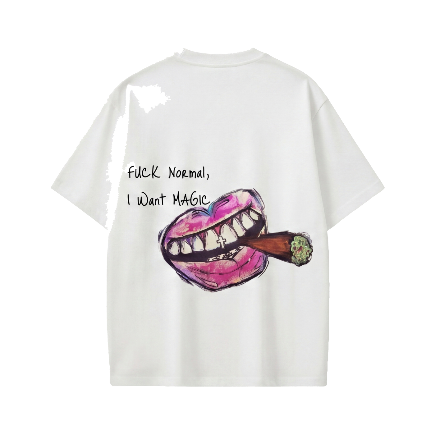 FFS restored original first-two | original_media:gid://shopify/MediaImage/30695037796455 | position:1 | Forfksake Fuck Normal I Want Magic T-Shirt(white)